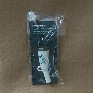 Starbucks/Disney Mickey White and Green Silicone Straw Topper